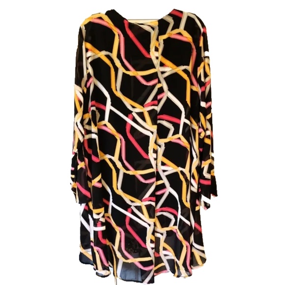 Alfani Women's Plus Size Black Comb Printed Overlay Tunic, Multi Ribbons, 0X/XL - Picture 9 of 15